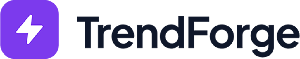 TrendForge Wordmark (Purple Icon, Dark Text)